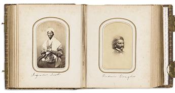 (ABOLITION.) Carte-de-visite album including portraits of Truth, Douglass, Phillips, Garrison, and other abolitionists.